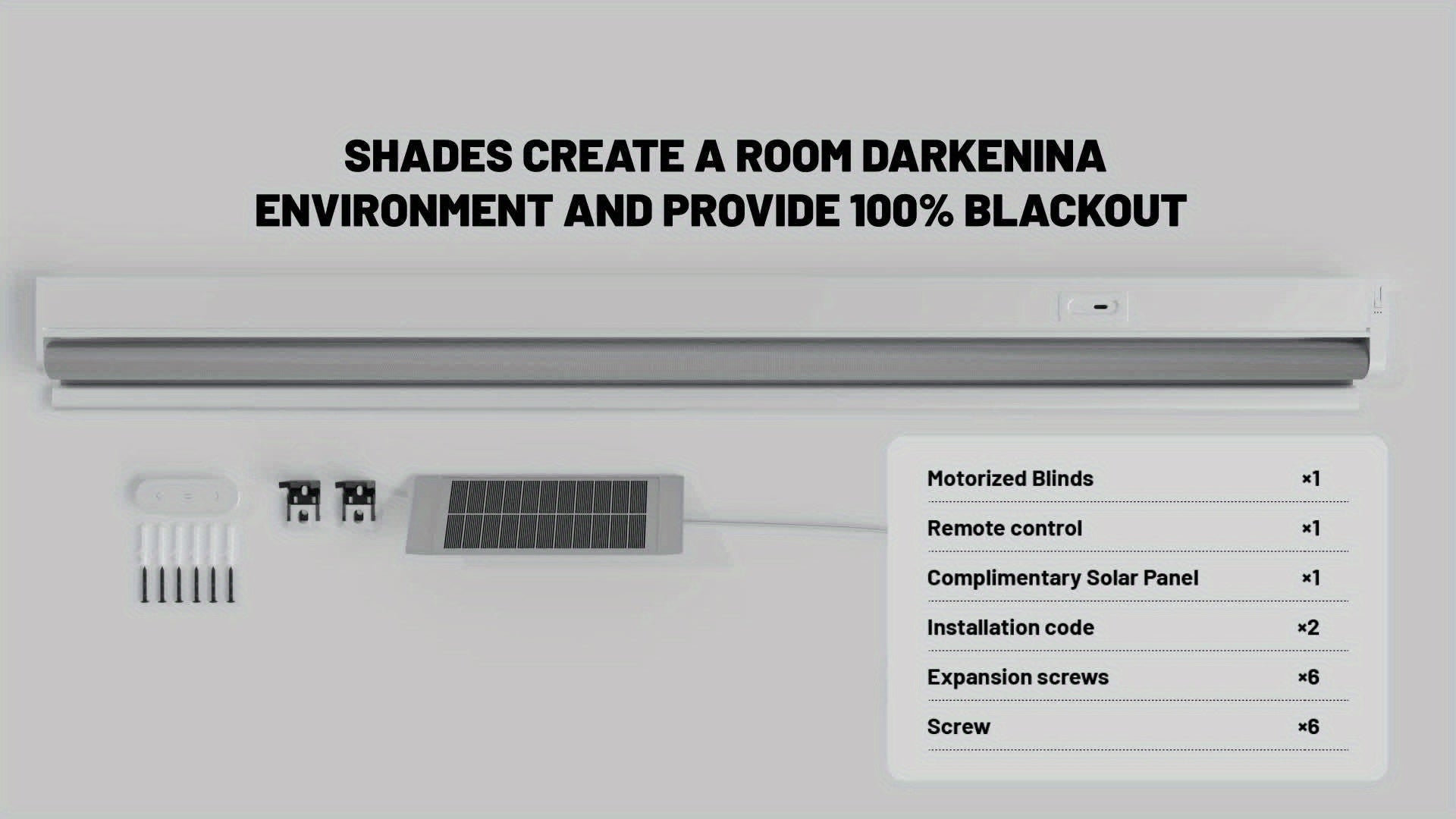 Solar-Powered Roller Shades, Electric Horizontal Blinds with Remote Control, Full Blackout Smart Roller Shades, Cordless, Privacy Protection, Hover Function, Suitable for Homes & Offices. Room Decor.