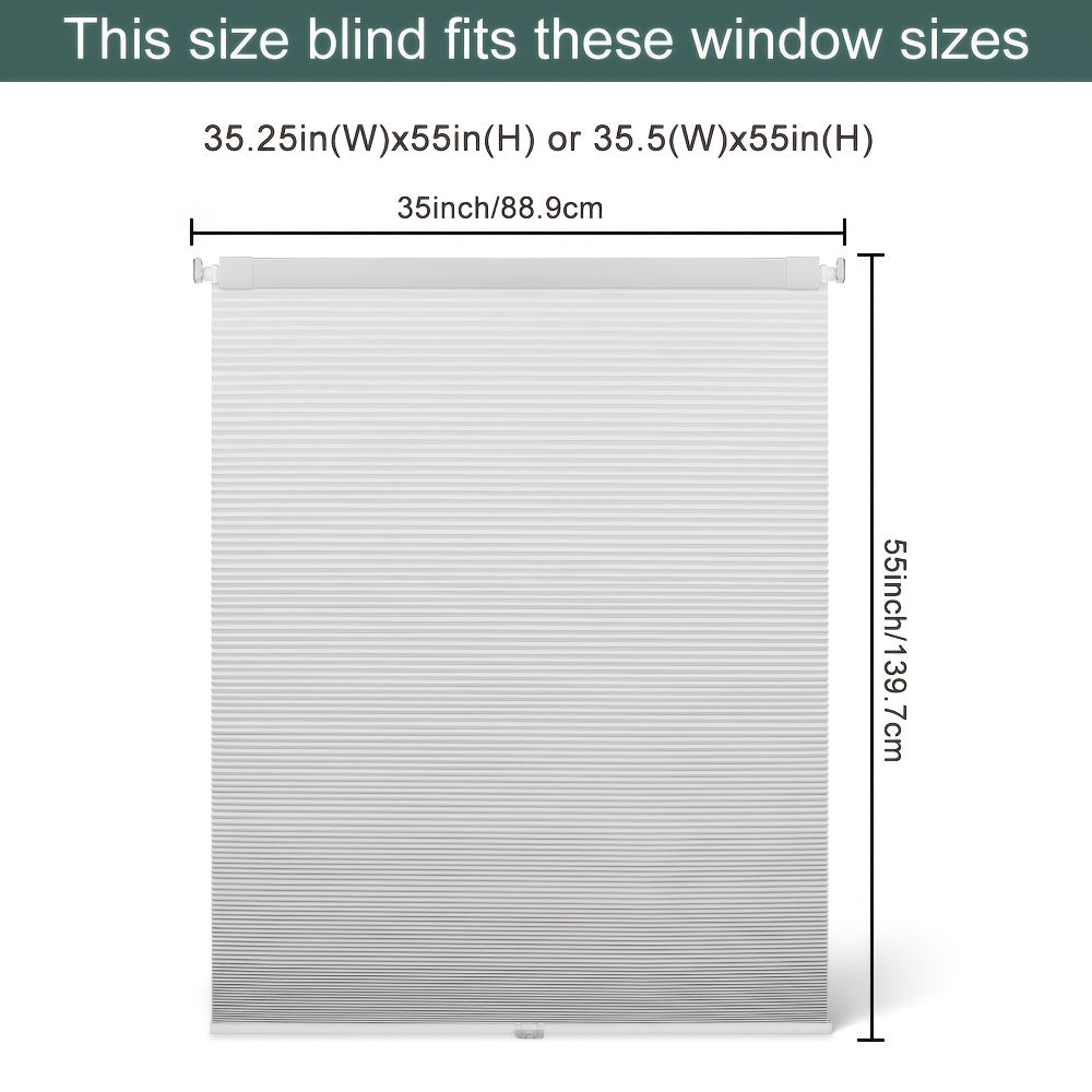 1pc Cordless No Drill Blinds Suitable for, Cordless Pull Down Honeycomb Shades with Thermal, UV Protection & Noise Reduction, -Free Hexagon Pleated Cellular Window Curtains for Bedrooms, Living Rooms, Offices, Easy Install