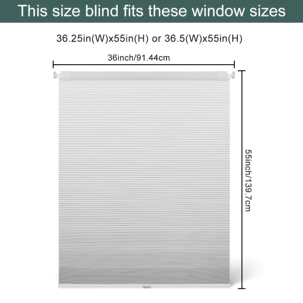 1pc Cordless No Drill Blinds Suitable for, Cordless Pull Down Honeycomb Shades with Thermal, UV Protection & Noise Reduction, -Free Hexagon Pleated Cellular Window Curtains for Bedrooms, Living Rooms, Offices, Easy Install