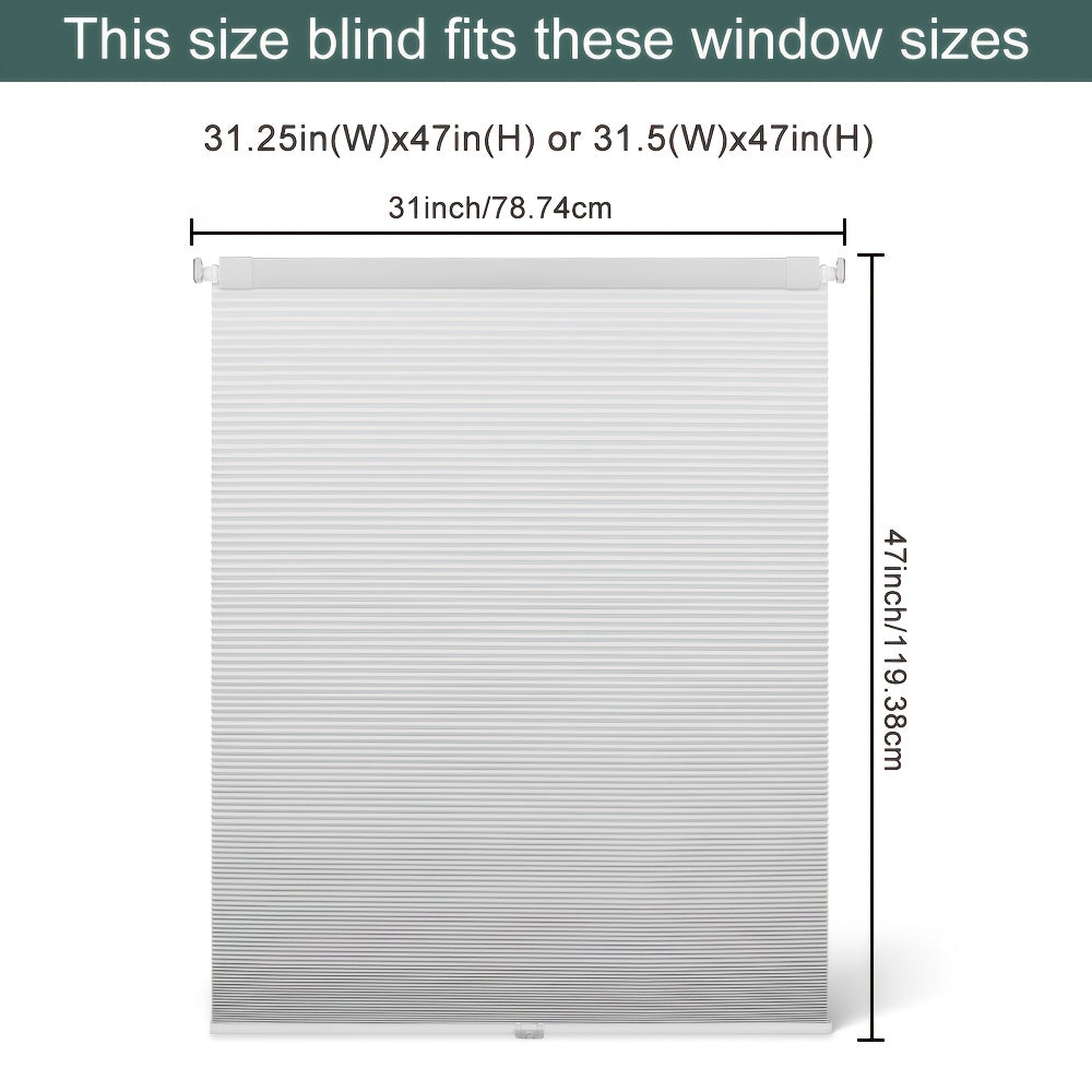 1pc Cordless No Drill Blinds Suitable for, Cordless Pull Down Honeycomb Shades with Thermal, UV Protection & Noise Reduction, -Free Hexagon Pleated Cellular Window Curtains for Bedrooms, Living Rooms, Offices, Easy Install