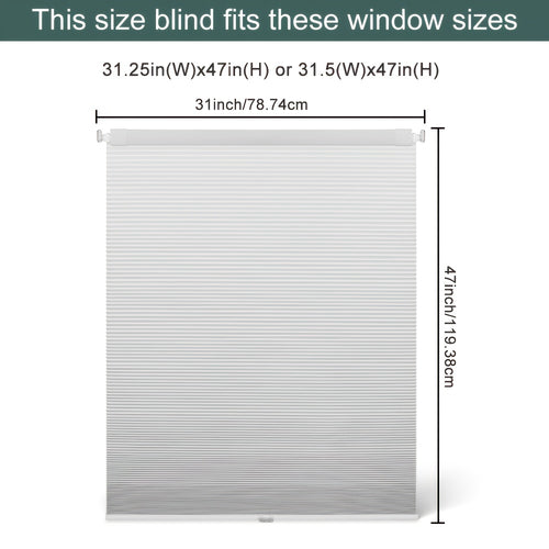 1pc Cordless No Drill Blinds Suitable for, Cordless Pull Down Honeycomb Shades with Thermal, UV Protection & Noise Reduction, -Free Hexagon Pleated Cellular Window Curtains for Bedrooms, Living Rooms, Offices, Easy Install