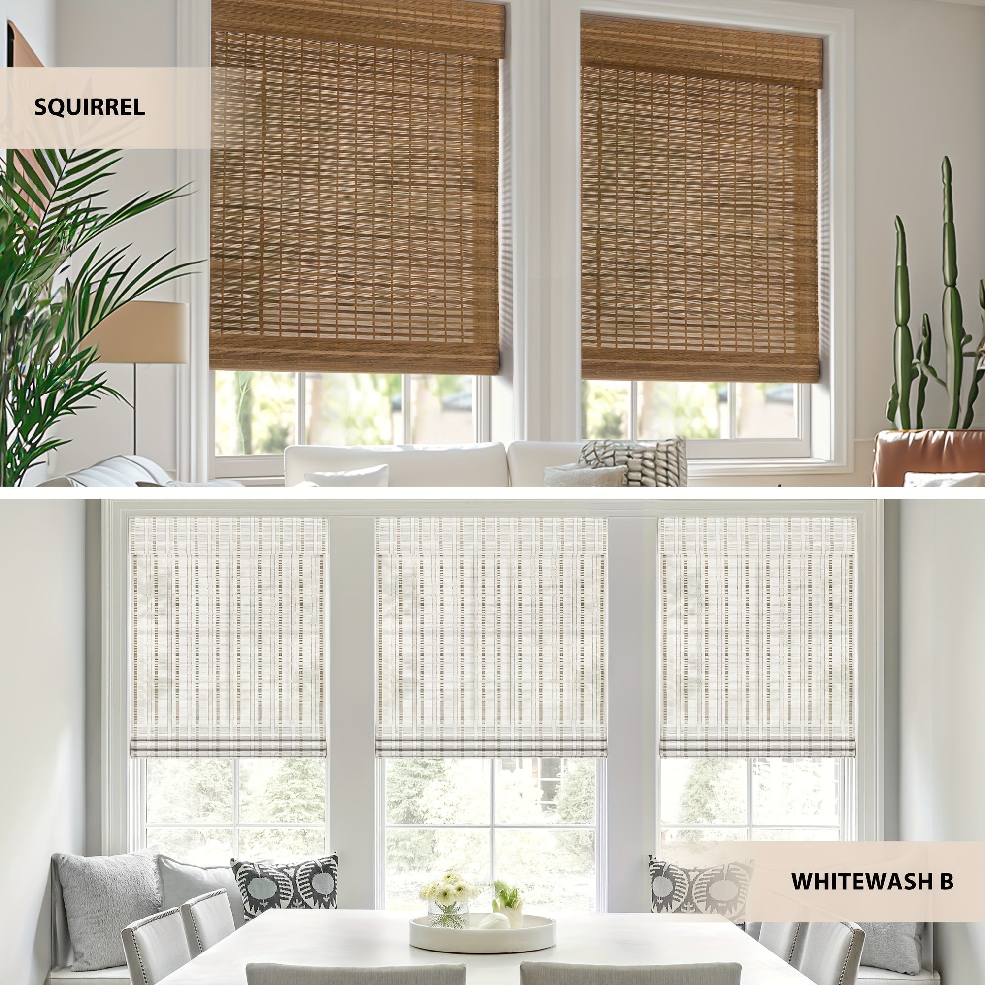 Cordless Bamboo Roman Shades, Light Filtering Window Treatment, Roll Up Bamboo Blinds for Window