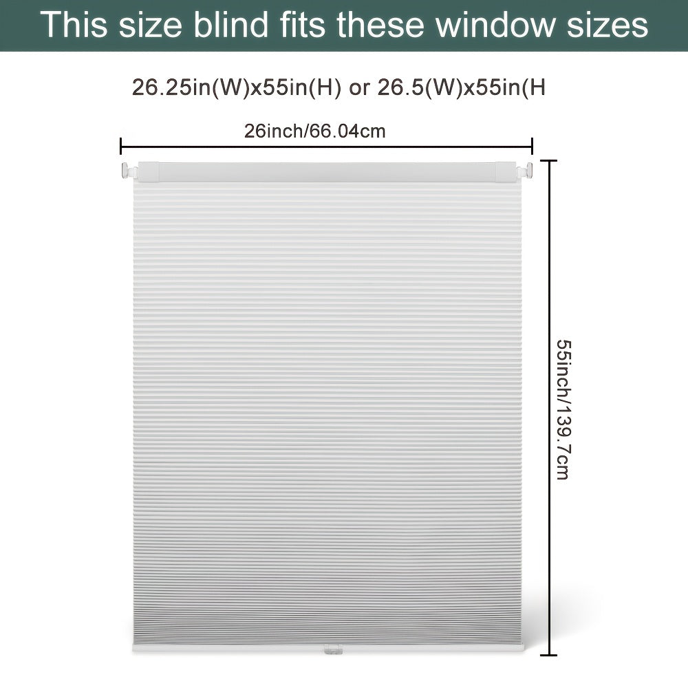 1pc Cordless No Drill Blinds Suitable for, Cordless Pull Down Honeycomb Shades with Thermal, UV Protection & Noise Reduction, -Free Hexagon Pleated Cellular Window Curtains for Bedrooms, Living Rooms, Offices, Easy Install