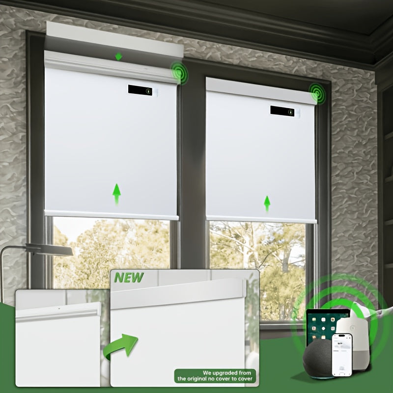 Remote-Controlled Solar-Powered Electric Shades That Provide Complete Darkness, Ideal for Bedrooms, Living Areas, And Home Offices, And Are