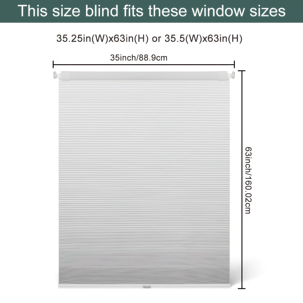 1pc Cordless No Drill Blinds Suitable for, Cordless Pull Down Honeycomb Shades with Thermal, UV Protection & Noise Reduction, -Free Hexagon Pleated Cellular Window Curtains for Bedrooms, Living Rooms, Offices, Easy Install