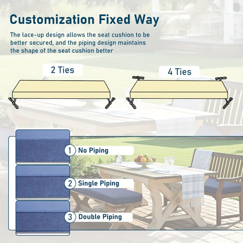 Customized 5In Thickness Indoor\u002FOutdoor High Density Bench Cushion, Two Fabrics to Choose From, Made of 70D Foam, Soft And Moderate, Can Be Equipped with Straps And Non-Slip Bottom, Window Sill, Dining Chairs And Swings Can Be Used
