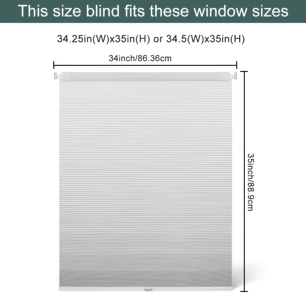 1pc Cordless No Drill Blinds Suitable for, Cordless Pull Down Honeycomb Shades with Thermal, UV Protection & Noise Reduction, -Free Hexagon Pleated Cellular Window Curtains for Bedrooms, Living Rooms, Offices, Easy Install