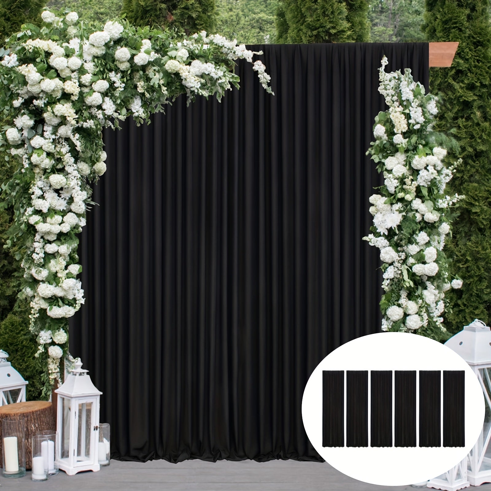 6 Panels Vertical Blinds Wrinkle Free Black  Photo Backdrop Drapes | 5x7ft for Window Treatment, Photography, Wedding Parties, Birthday Background, Baby Shower, 30ftx7ft Blinds and Sunshades Home Decoration
