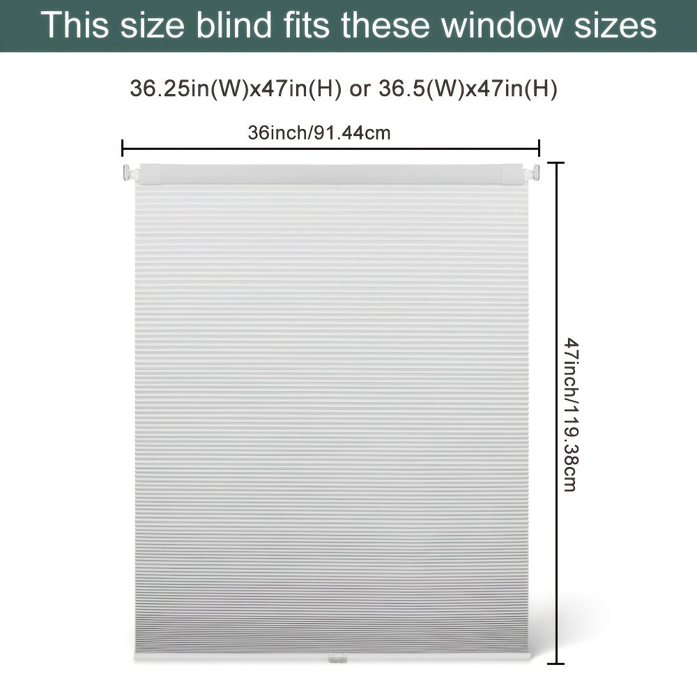 1pc Cordless No Drill Blinds Suitable for, Cordless Pull Down Honeycomb Shades with Thermal, UV Protection & Noise Reduction, -Free Hexagon Pleated Cellular Window Curtains for Bedrooms, Living Rooms, Offices, Easy Install