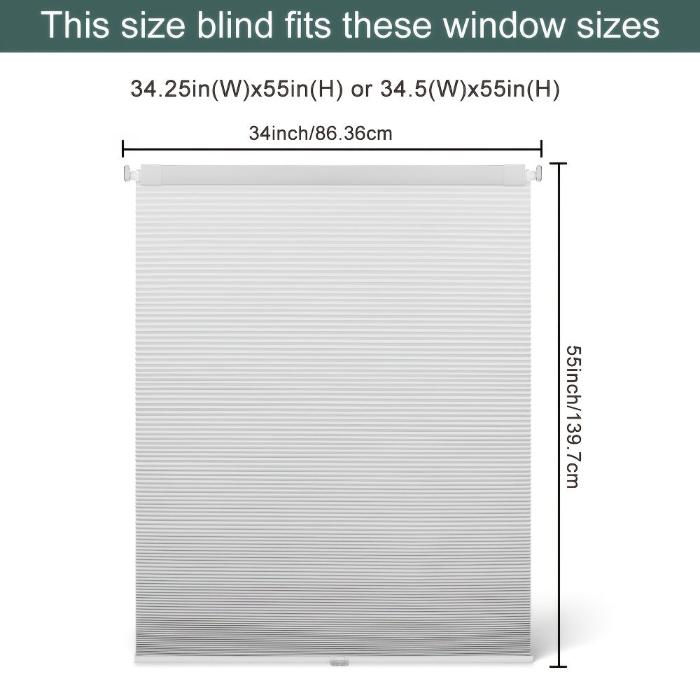1pc Cordless No Drill Blinds Suitable for, Cordless Pull Down Honeycomb Shades with Thermal, UV Protection & Noise Reduction, -Free Hexagon Pleated Cellular Window Curtains for Bedrooms, Living Rooms, Offices, Easy Install