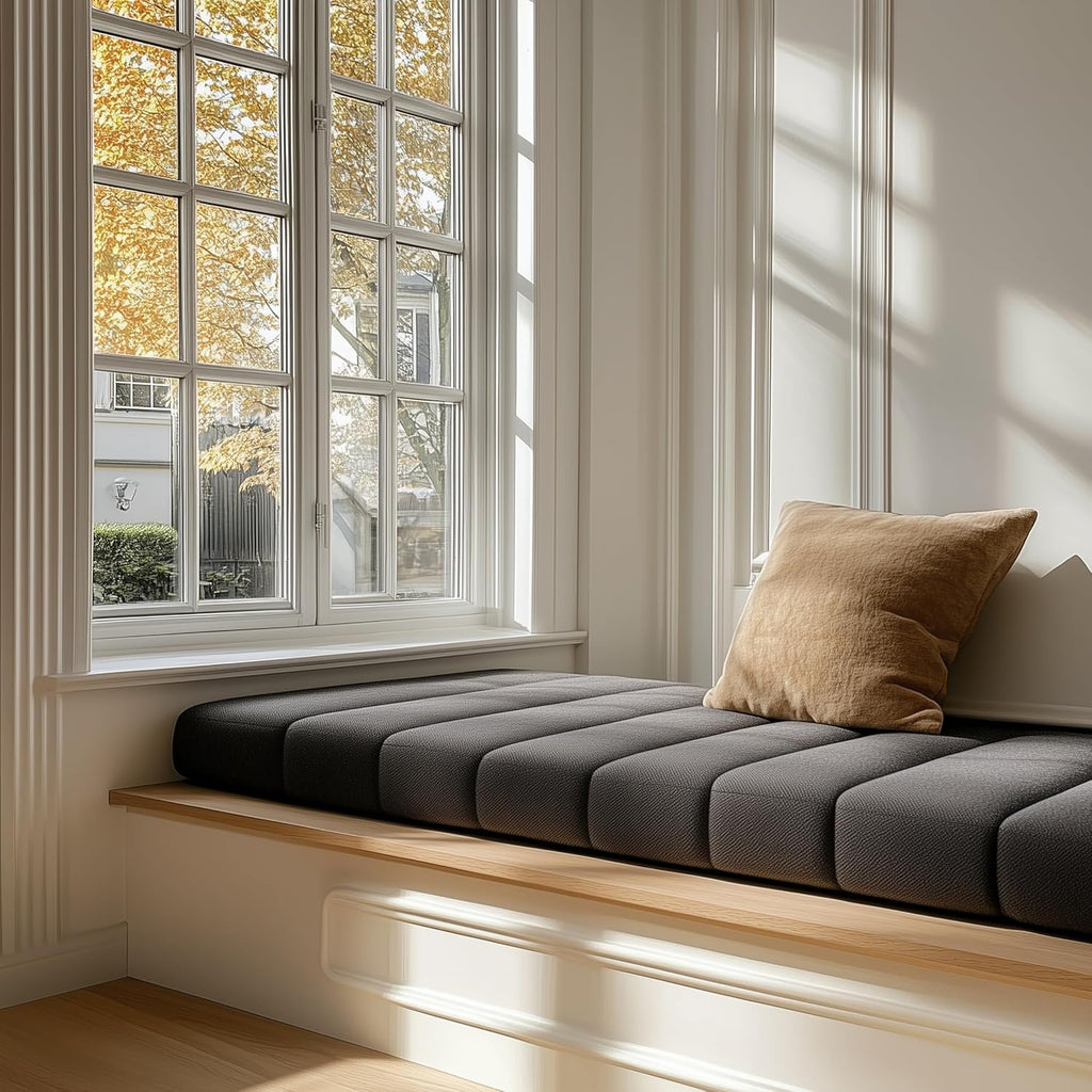 ShadeMart new soft material 3.8 inch Thick Bench cushion . bay window pad, Light Grey Window Seat  .Cushions for Furniture, Waterproof Anti-Scratch Bay Window Cushion, Premium 70D Foam Bench Cushion