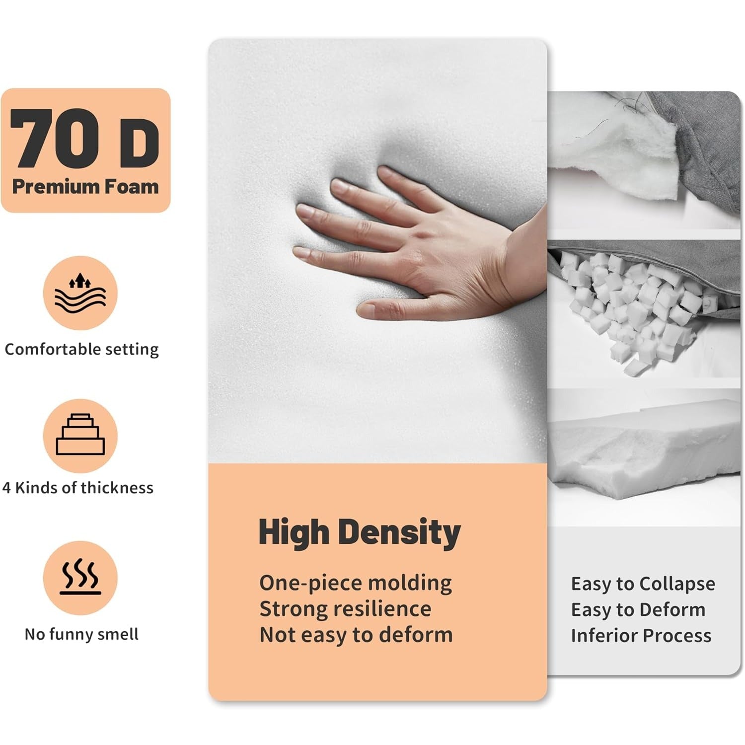 ShadeMart new soft material 3.8 inch Thick Bench cushion . bay window pad, Light Grey Window Seat  .Cushions for Furniture, Waterproof Anti-Scratch Bay Window Cushion, Premium 70D Foam Bench Cushion