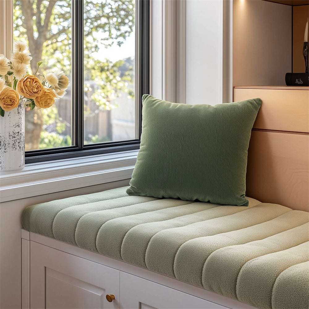 Royalsahde Grass Green Window Seat Cushions for Indoor Furniture, Waterproof Anti-Scratch Bay Window Cushion, Premium 70D Foam Bench Cushion (1.8 Inch Thick)