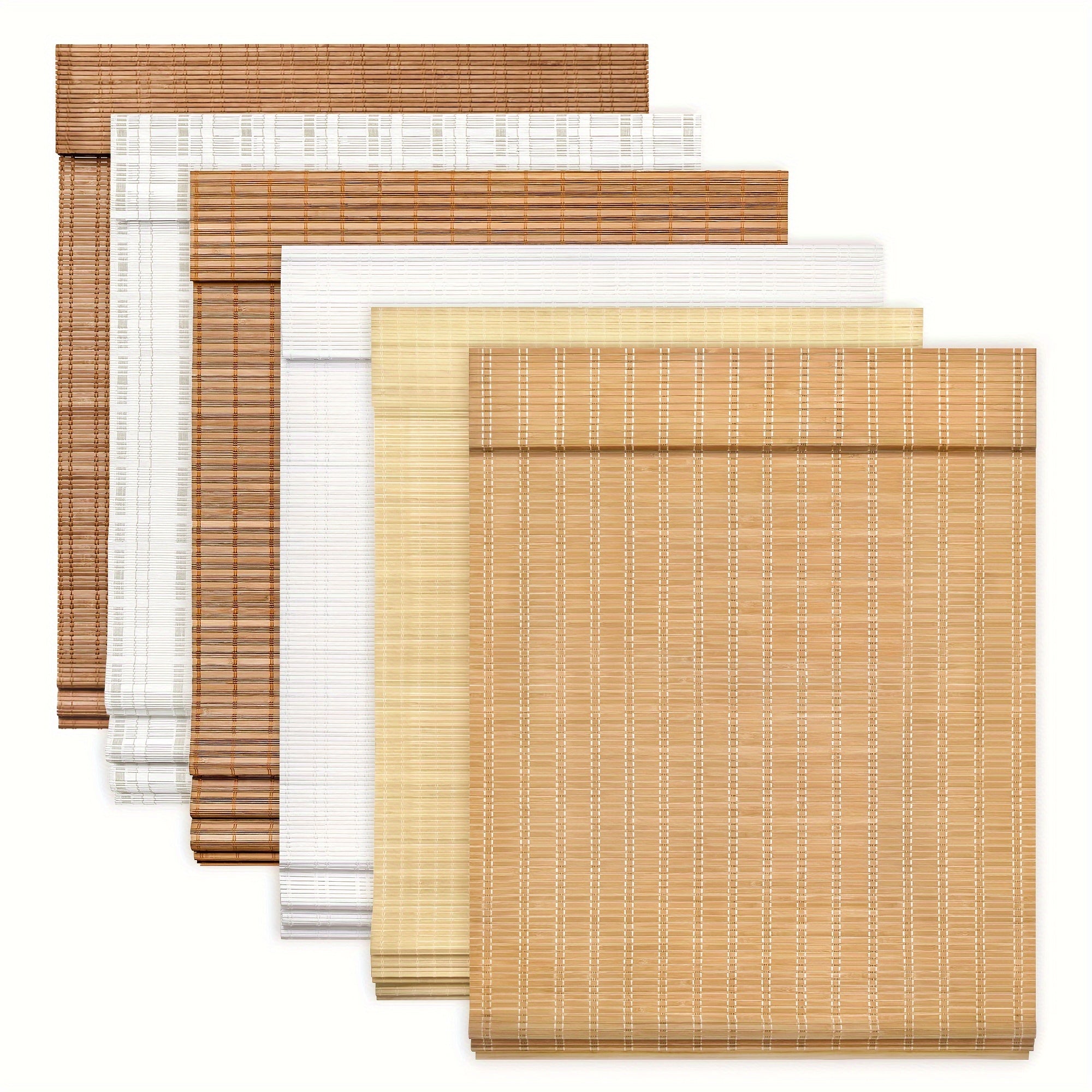 Cordless Bamboo Roman Shades, Light Filtering Window Treatment, Roll Up Bamboo Blinds for Window