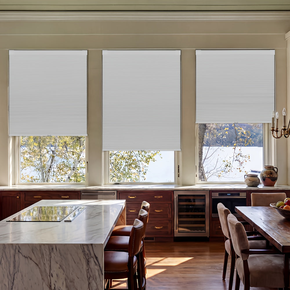 1pc Cordless No Drill Blinds Suitable for, Cordless Pull Down Honeycomb Shades with Thermal, UV Protection & Noise Reduction, -Free Hexagon Pleated Cellular Window Curtains for Bedrooms, Living Rooms, Offices, Easy Install