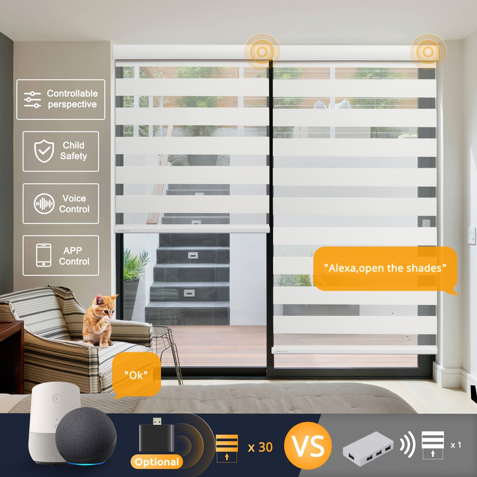 Remote-Controlled Motorized Shades, Automatic Zebra Blinds, Smart Window Coverings That Ensure Privacy, Can Be Adjusted Easily, Spring Promotion, Venetian Blinds Perfect for Window Fitting, Great for Bedrooms And Workspaces