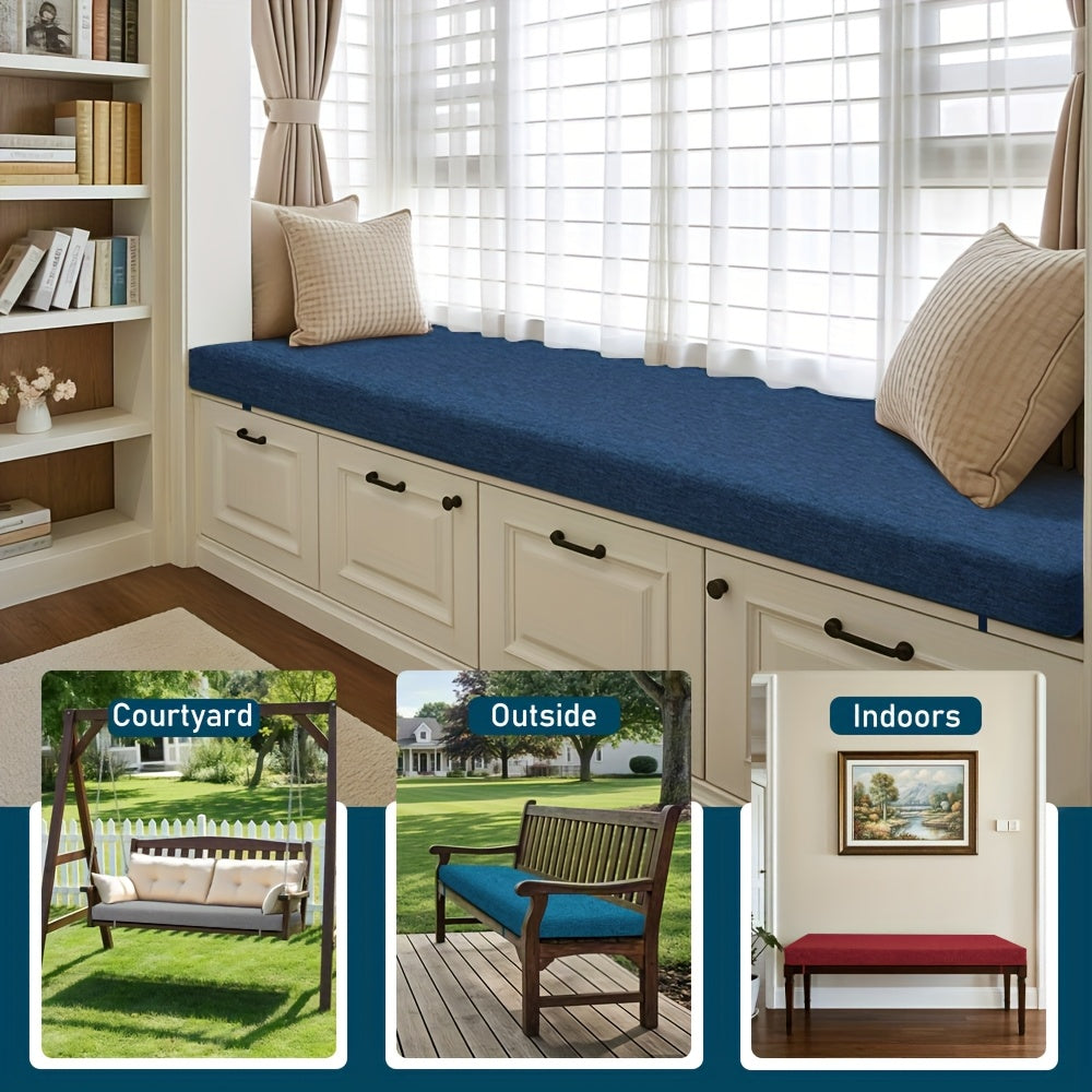 Customized 5In Thickness Indoor\u002FOutdoor High Density Bench Cushion, Two Fabrics to Choose From, Made of 70D Foam, Soft And Moderate, Can Be Equipped with Straps And Non-Slip Bottom, Window Sill, Dining Chairs And Swings Can Be Used
