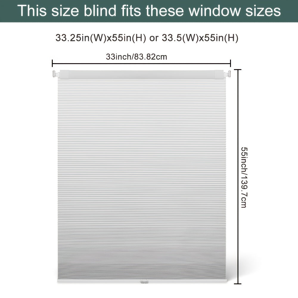 1pc Cordless No Drill Blinds Suitable for, Cordless Pull Down Honeycomb Shades with Thermal, UV Protection & Noise Reduction, -Free Hexagon Pleated Cellular Window Curtains for Bedrooms, Living Rooms, Offices, Easy Install
