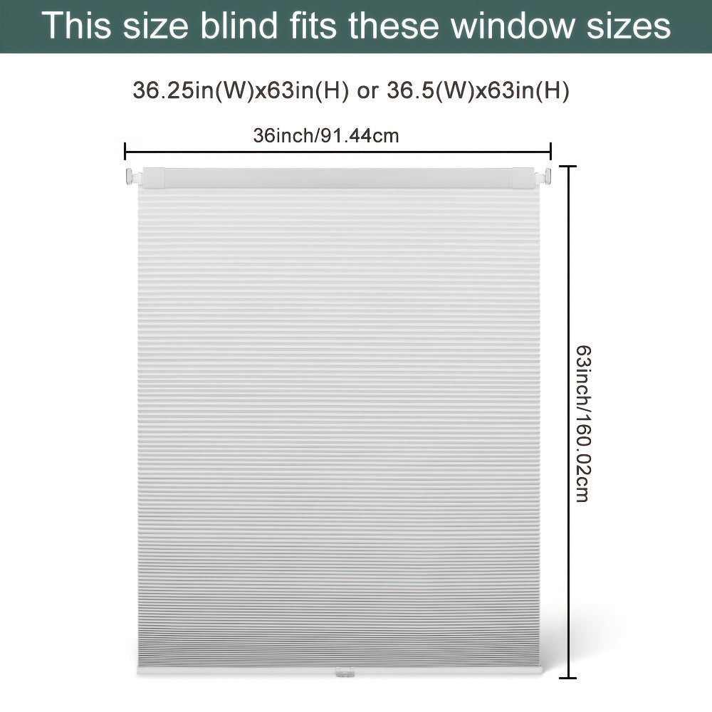 1pc Cordless No Drill Blinds Suitable for, Cordless Pull Down Honeycomb Shades with Thermal, UV Protection & Noise Reduction, -Free Hexagon Pleated Cellular Window Curtains for Bedrooms, Living Rooms, Offices, Easy Install