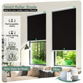 Solar-Powered Roller Shades, Electric Horizontal Blinds with Remote Control, Full Blackout Smart Roller Shades, Cordless, Privacy Protection, Hover Function, Suitable for Homes & Offices. Room Decor.