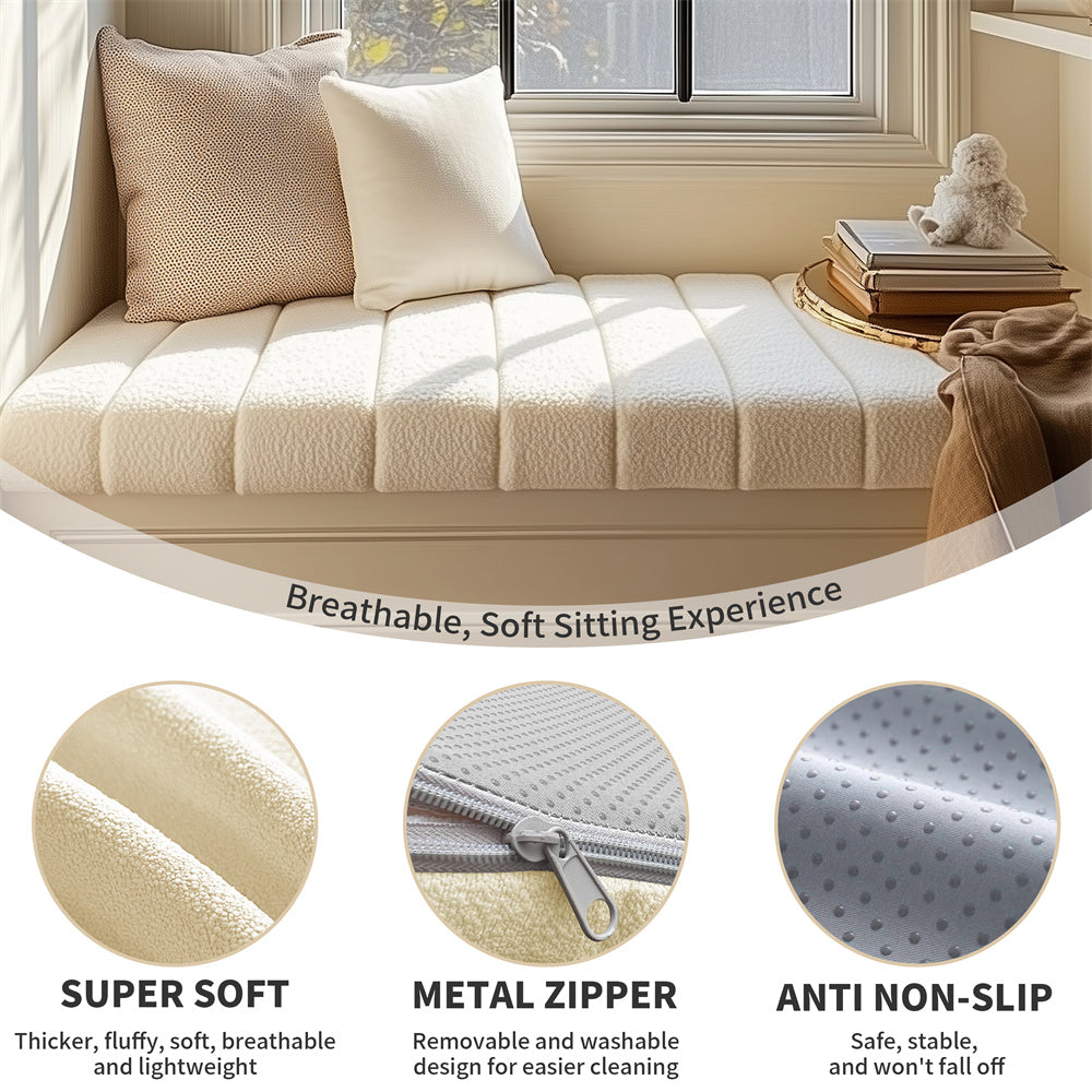 ShadeMart Window Seat Cushions for Indoor Furniture, Waterproof Anti-Scratch Bay Window Cushion, Premium 70D Foam Bench Cushion (1.8 Inch Thick)